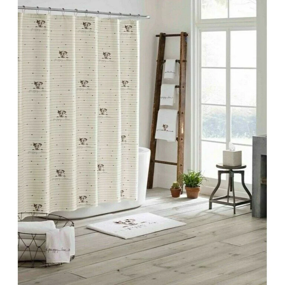 Ellen DeGeneres Puppy Dog Love Shower Curtain 100% Adorable 100% Cotton 72x72